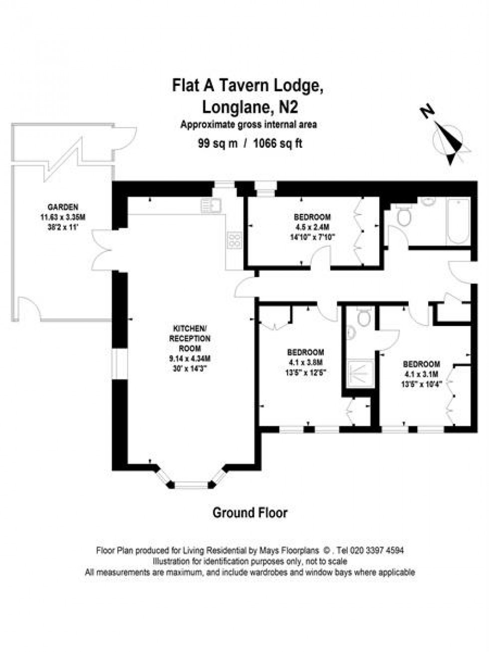 Floorplan for Tavern Lodge, 383 Long Lane, East Finchley