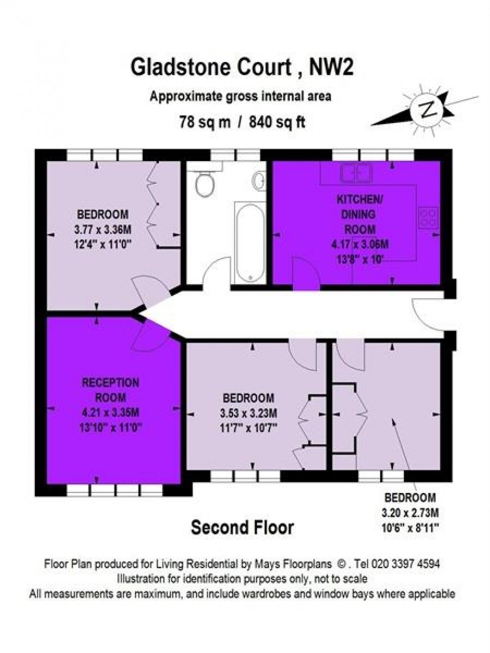 Floorplan for Gladstone Court, Anson Road, Willesden Green