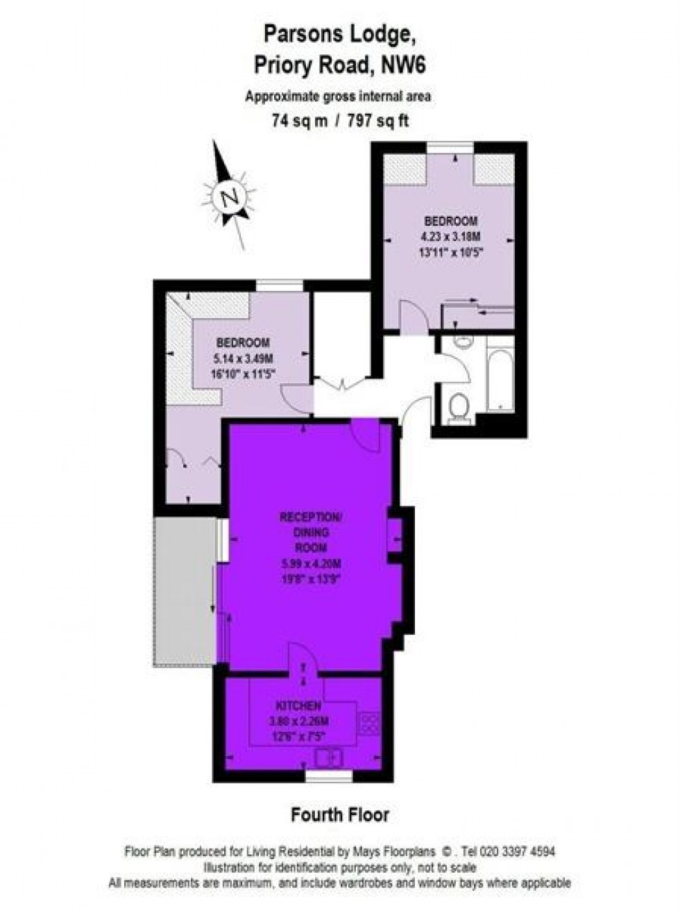 Floorplan for Parsons Lodge, Priory Road, West Hampstead